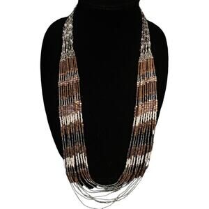 Stella & Dot Mesa Necklace - silver, gold, rose gold, and white